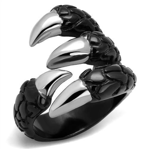 JCE2510 Two-Tone IP Black (Ion Plating) Stainless Steel Ring with No Stone
